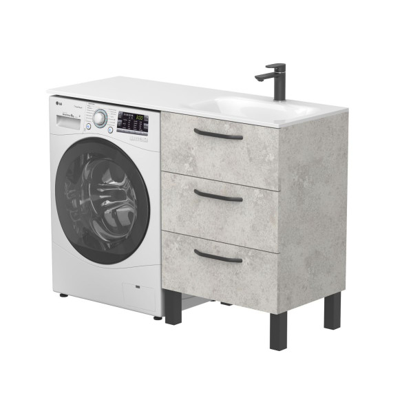 Тумба підлогова TESSA Камінь сірий з умивальником JESSEL 1200 R