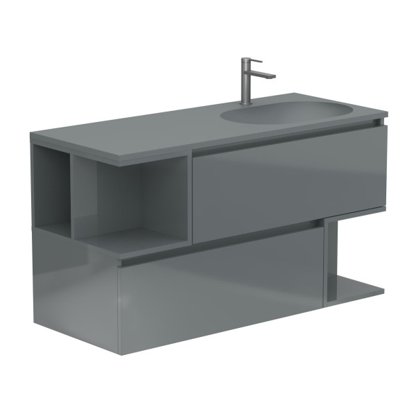 Тумба підвісна URBAN Сіра глянцева з умивальником NEW YORK 1200 R