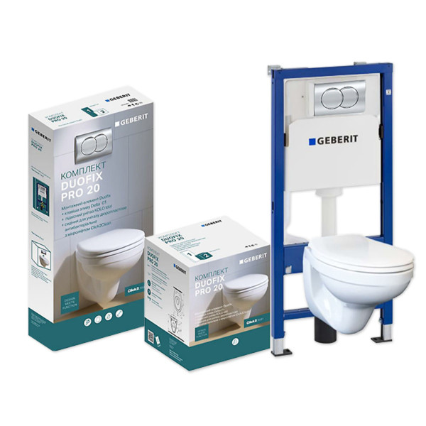 Інсталяція Giberit DUOFIX PRO 20 118.315.21.2+ унітаз Idol із сидінням + клавіша Delta 20 хром