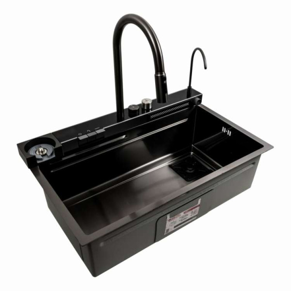 Кухонні мийки 75*46D Мийка PVD чорна Platinum Handmade