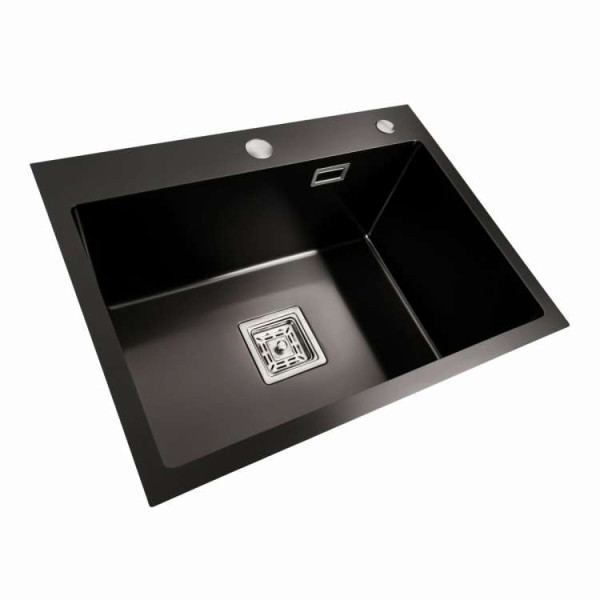 Кухонні мийки 58*43 Мийка PVD чорна Platinum Handmade HSBB (квадратний сифон,3.0/1.0)