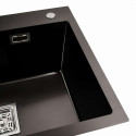 Кухонні мийки 58*43 Мийка PVD чорна Platinum Handmade HSBB (квадратний сифон,3.0/1.0)