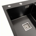 Кухонні мийки 65*50 L Мийка PVD чорна Platinum Handmade (квадратний сифон 3,0/1,0)