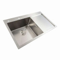 Кухонні мийки 78*48 L Мийка нержавійка Platinum Handmade (два отвори, круглий сифон 3,0/0,8)