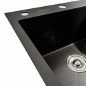 Кухонні мийки 78*48 L Мийка PVD чорна Platinum Handmade (два отвори, круглий сифон 3,0/0,8)