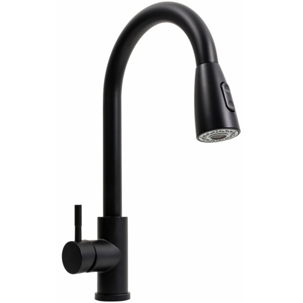 Кухонний змішувач чорний Valeso F001B (з висувним виливом)