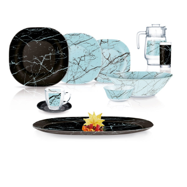 Сервіз столовий Luminarc Carine Marble Portoro Turquoise, 46 предметів (6738472) Б/У