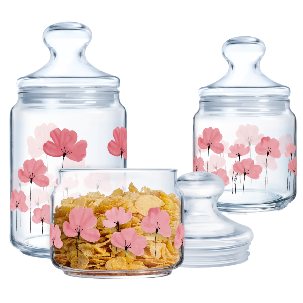 Набір банок Luminarc Club Floralis, 3х0.5, 0.75, 1 л (7093992)