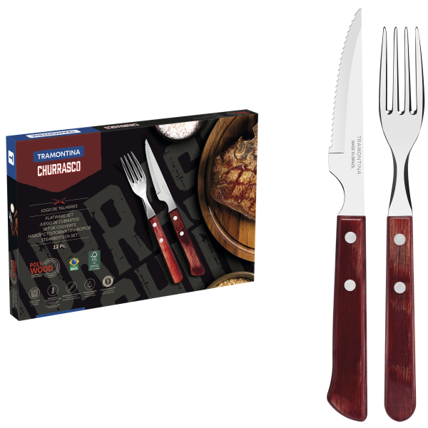 Набір приборів для гриля Tramontina Barbecue Polywood, 12 предметів (6710921)