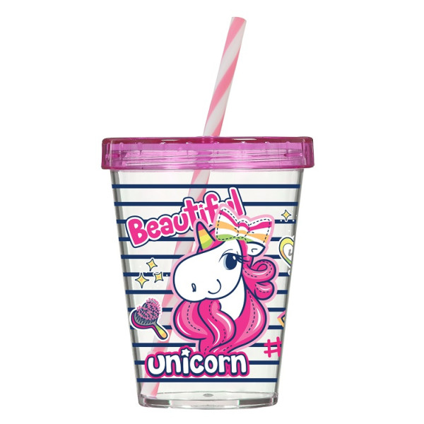 Склянка з трубочкою Herevin Unicorn 0.45 л (161441-003) (6917940)