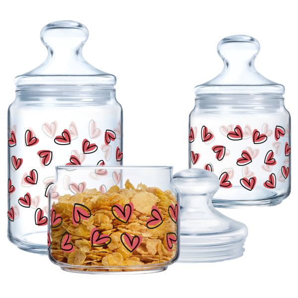 Набір банок Luminarc Club Love Blush, 3х0.5, 0.75, 1 л (7154823)