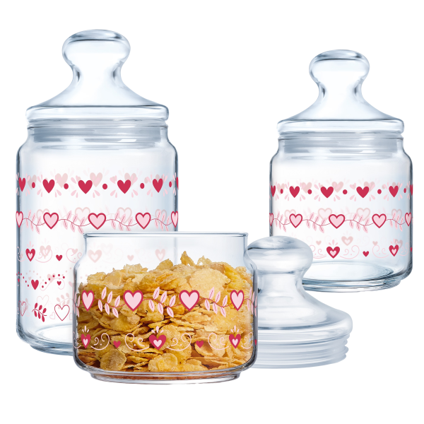 Набір банок Luminarc Club Love Basket, 3х0.5, 0.75, 1 л (7093989)